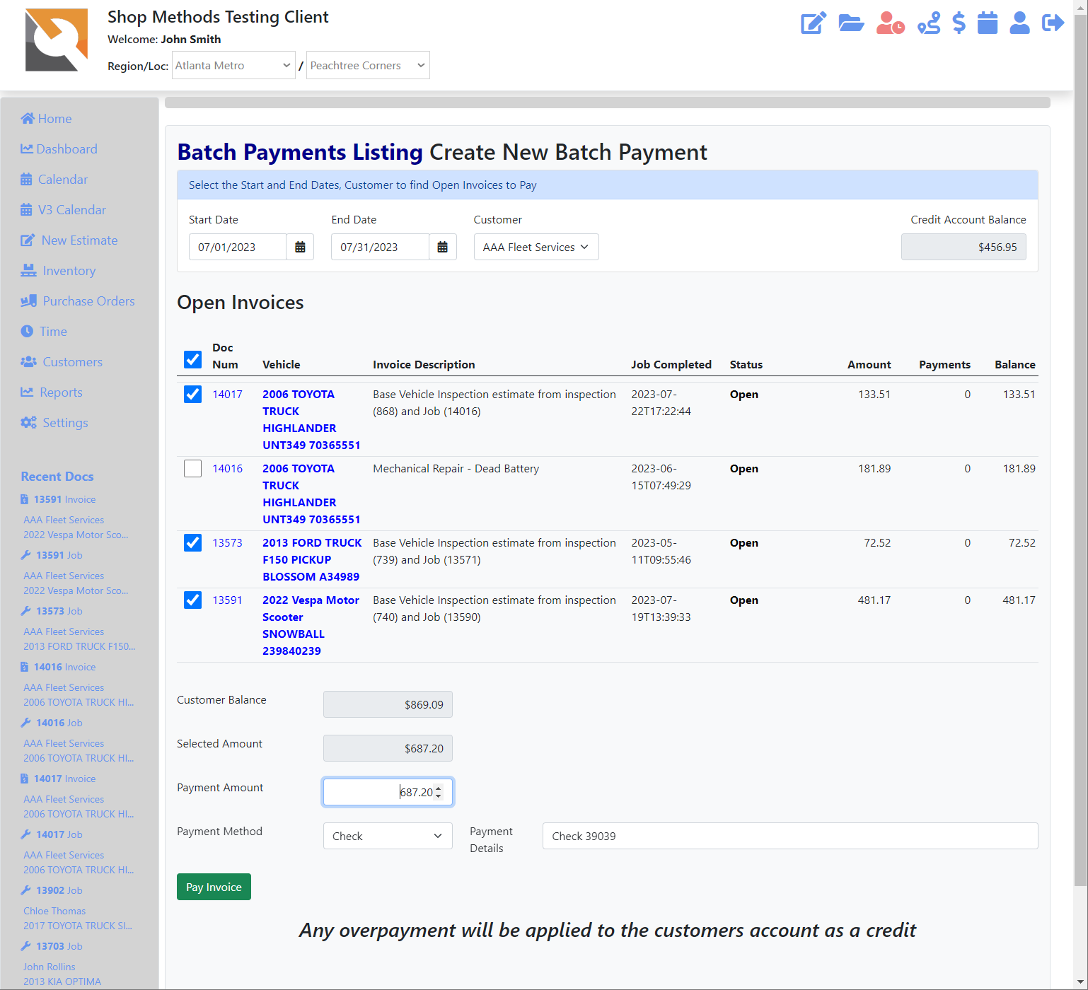 screenshot of Shop Methods